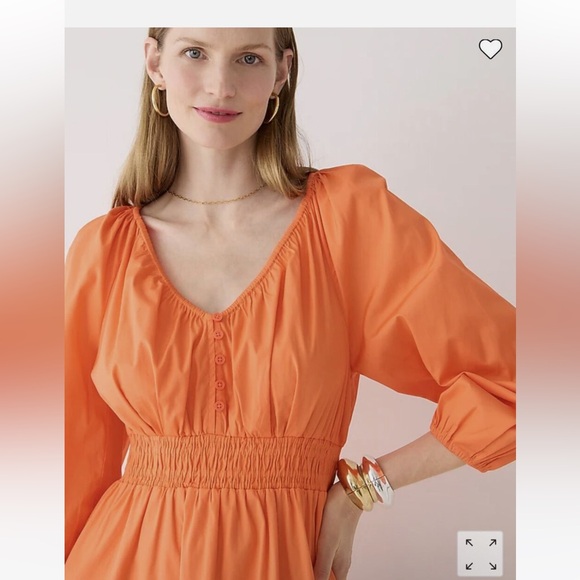Jcrew V-neck midi dress in cotton poplin orange XL - Picture 3 of 14